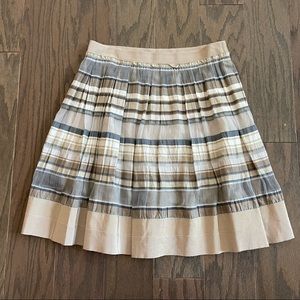 Lida Baday 100% Silk Stripe Pleated A-line Skirt